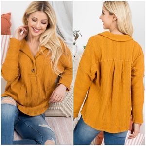 Polagram Chic Mustard Oversized Pullover Top